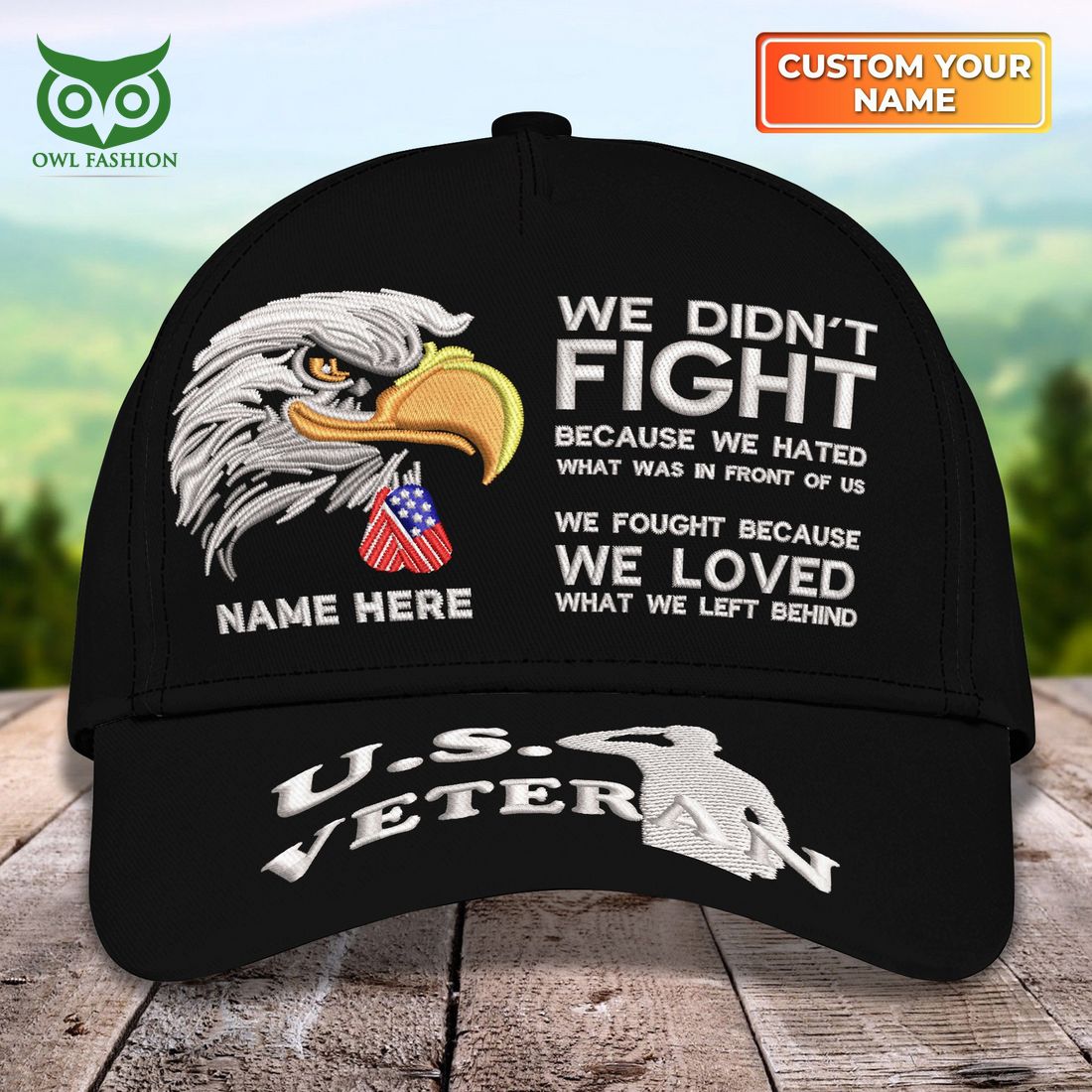 custom u s veterans patriot bald eagle we fought because we loved what we left behind classic cap 1 nsJ2N