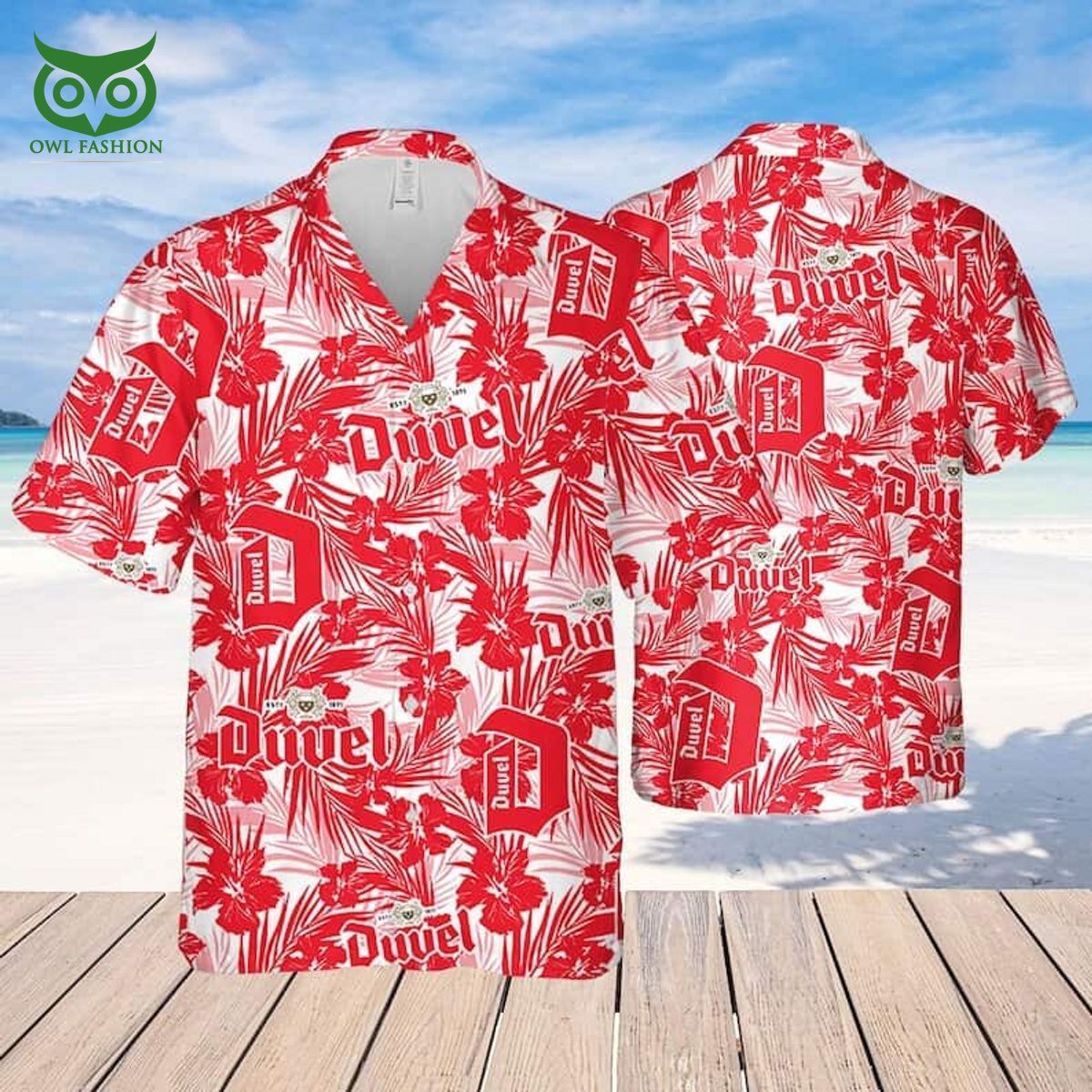 duvel beer hawaiian shirt tropical flower pattern 1 qec6G