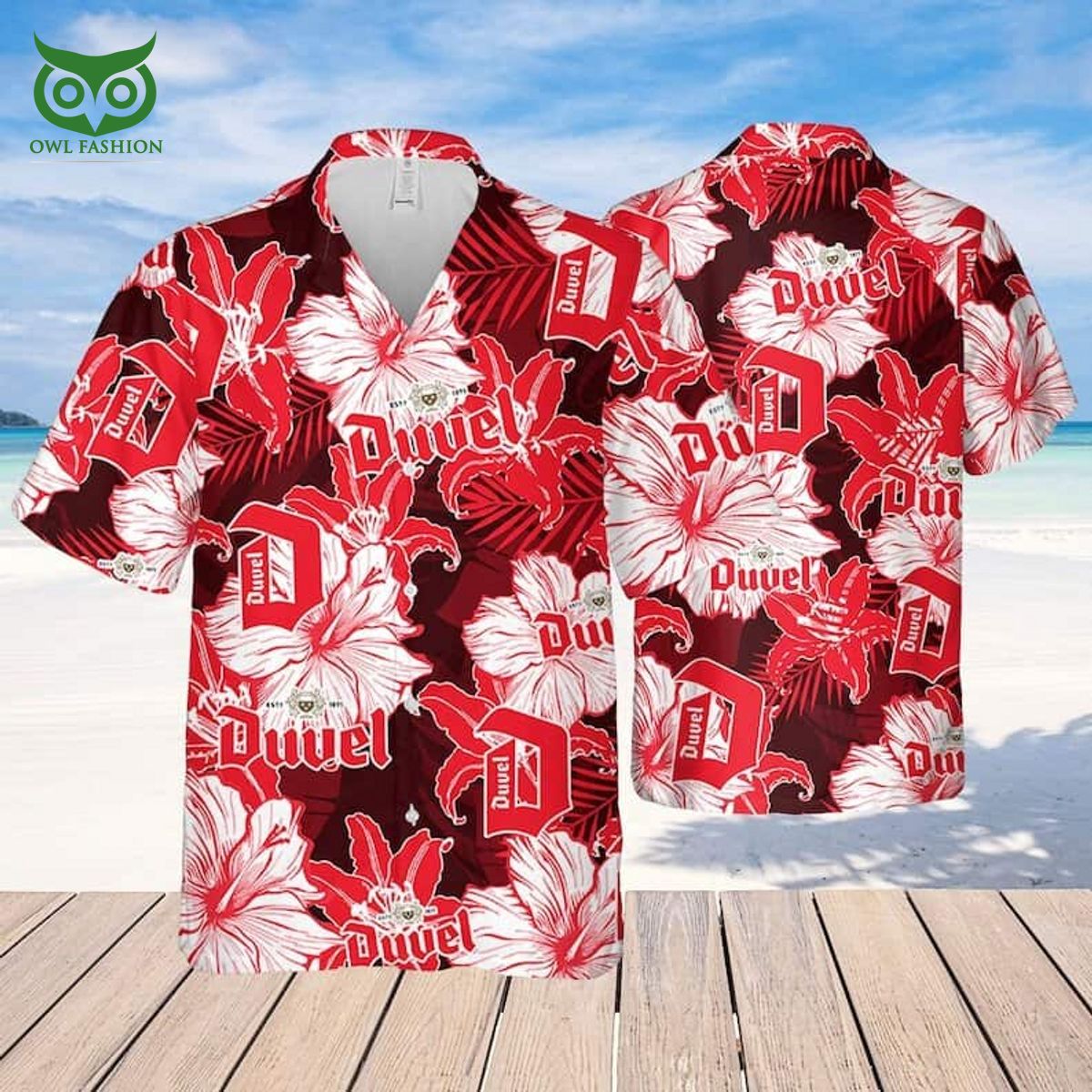 duvel beer hawaiian shirt tropical flower pattern beach lovers gift 1 dXkG2