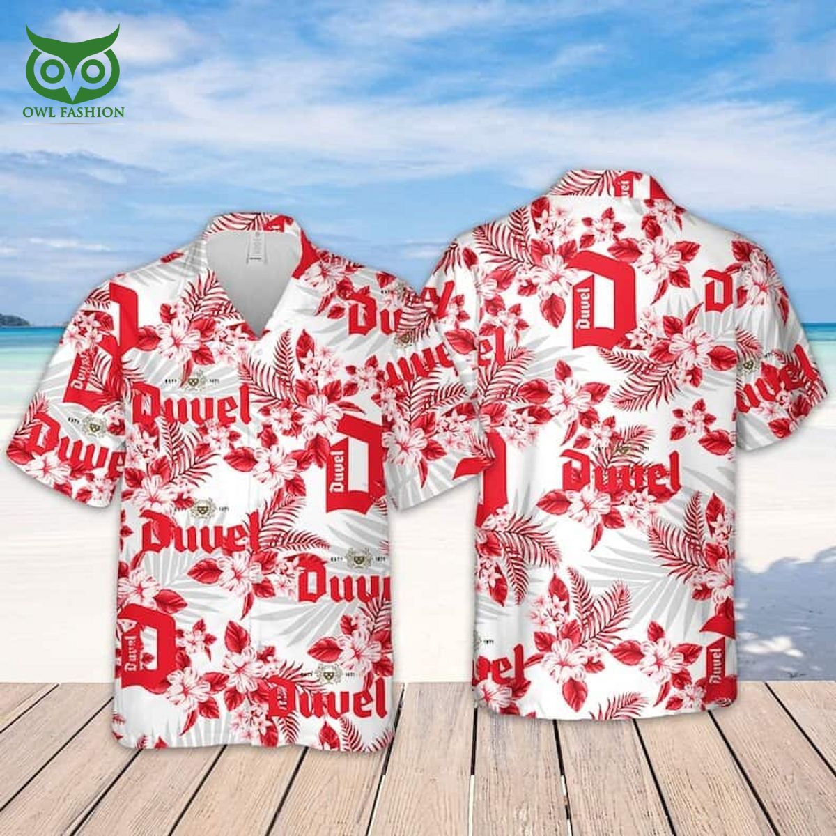 duvel beer hawaiian shirt tropical flower pattern gift for beach lovers 1 JDIp5