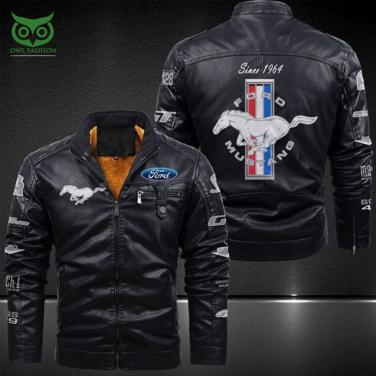 Ford Mustang Legend Sport Car Brand 2D Leather Jacket