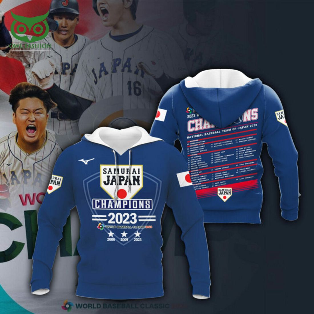 Japan Baseball 2023 World Baseball Classic Champion 3D Shirt - Owl