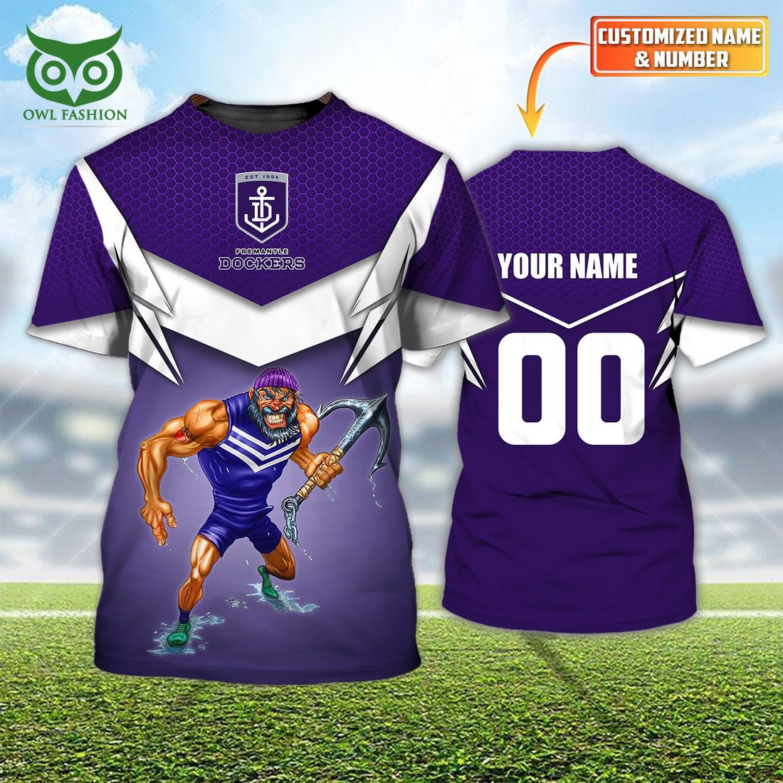personalized name and number fremantle dockers afl 3d tshirt 1 wsb6O
