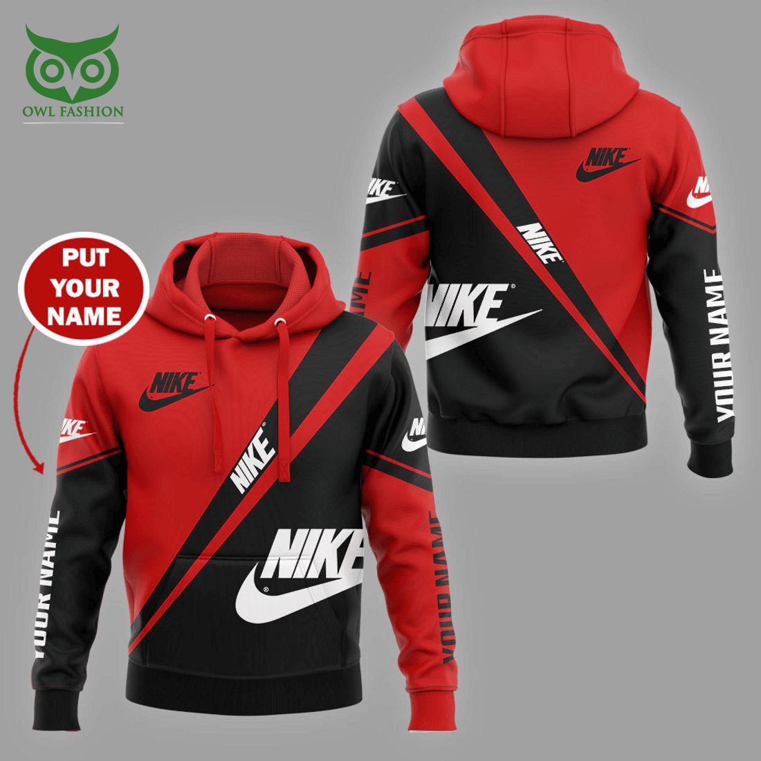 personalized nike red and black diagonal hoodie and pants 1 WfYCt