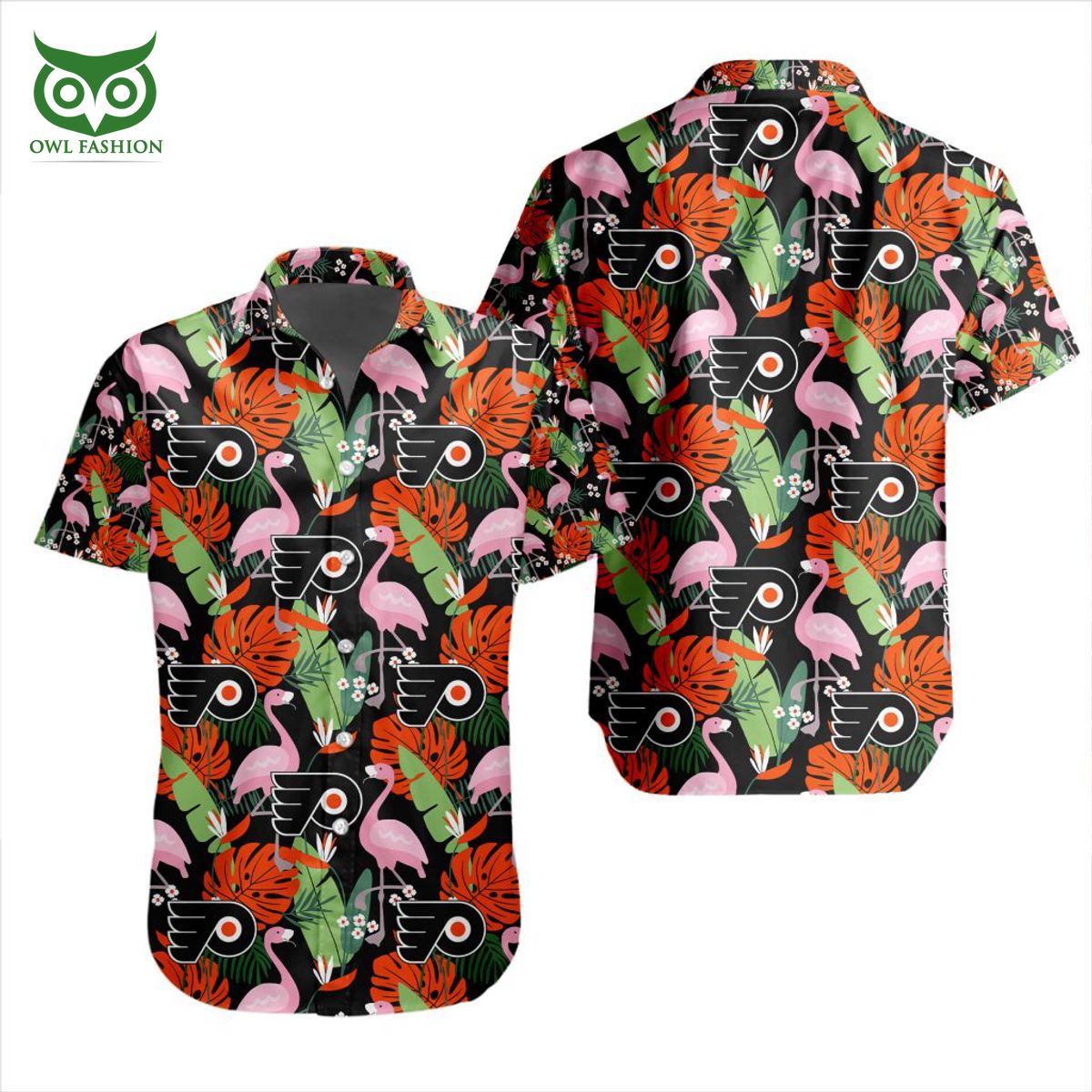 NHL Philadelphia Flyers classic colored palm trees tropical Hawaiian shirt  - Owl Fashion Shop