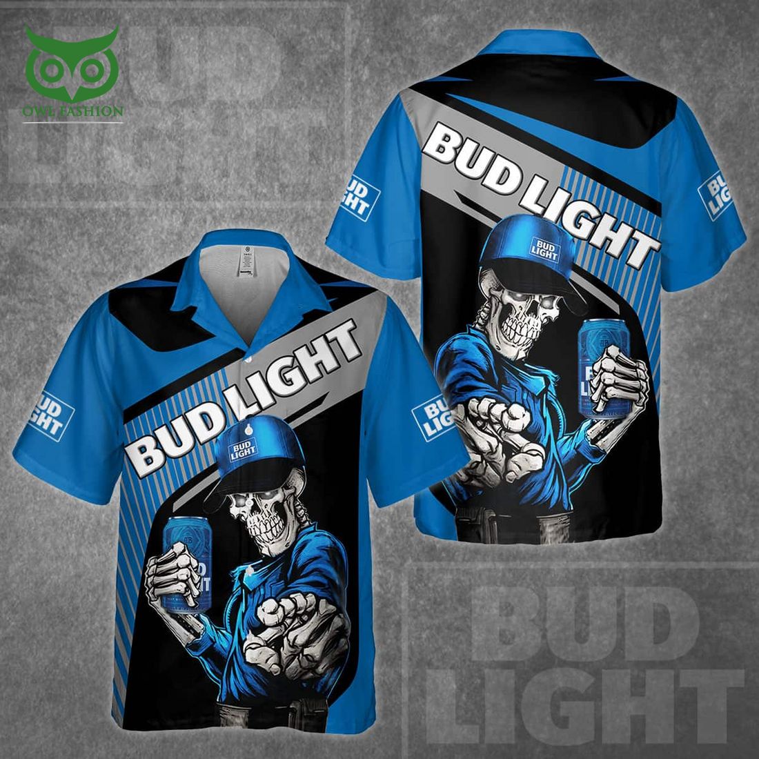 skeleton with bud light beer hawaiian shirt 1 o3zSj