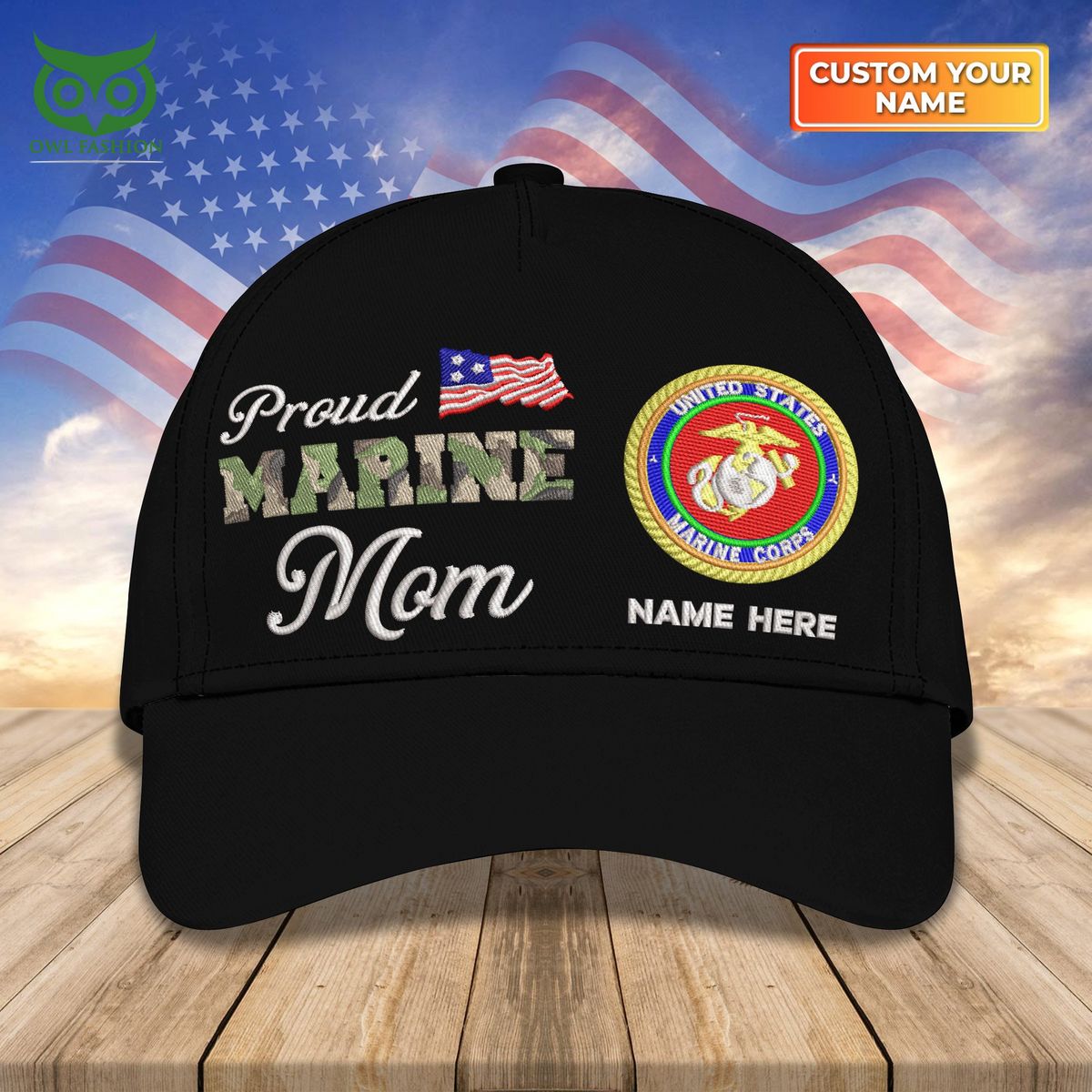 u s armed force proud marine mom personalized 3d cap 1 Uu5eE