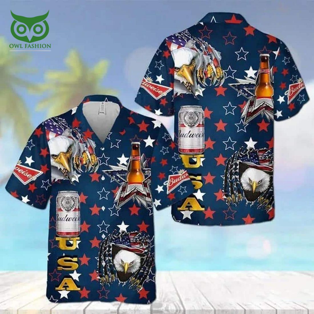 usa flag eagle budweiser beer hawaiian shirt beach lovers gift 1 CROvv