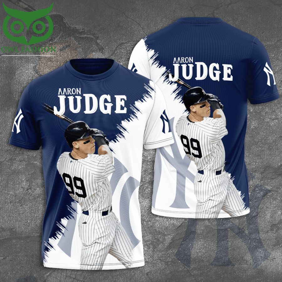 18 New York Yankees MLB Aaron Judge White Blue 3D Shirt.jpg