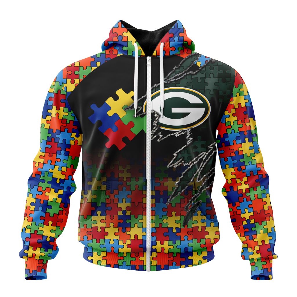 Green Bay Packers Autism Awareness Design NFL 3D shirt Hoodie Custom - Owl  Fashion Shop