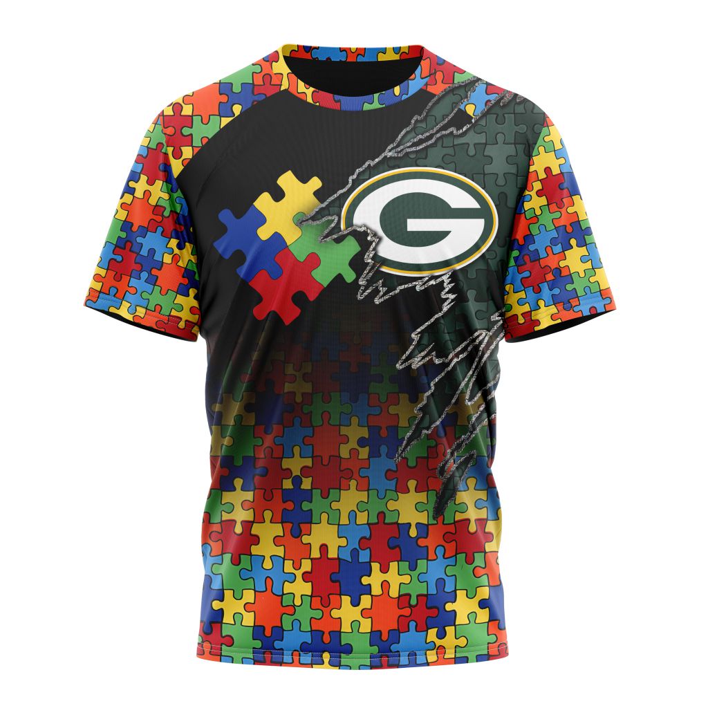 Green Bay Packers Autism Awareness Design NFL 3D shirt Hoodie Custom - Owl  Fashion Shop