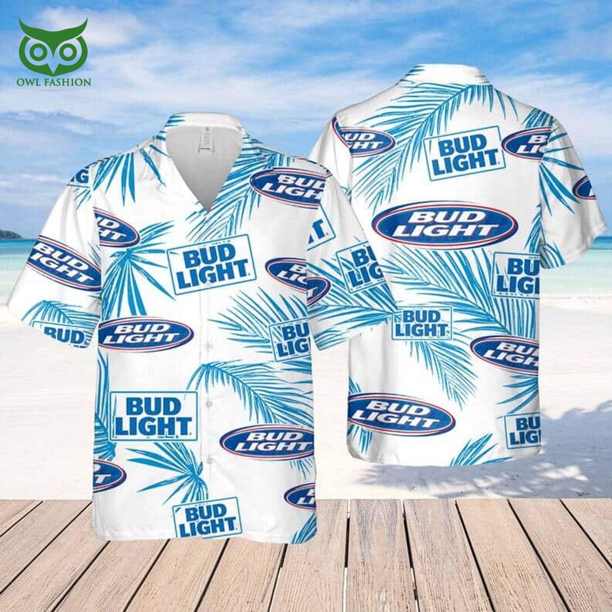 bud light premium hawaiian shirt palm leaves pattern beer lovers gift 1 8Sydy.jpg