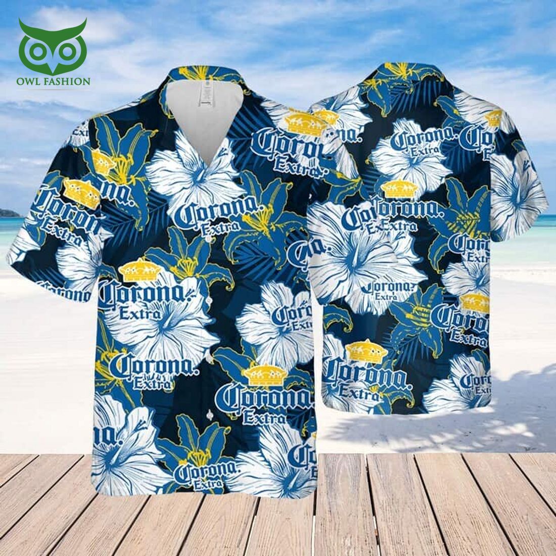 corona extra beer floral pattern hawaiian shirt 1 VobvH
