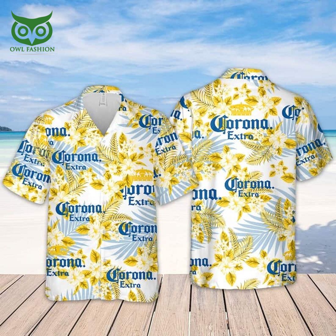 corona extra beer tropical flower pattern hawaiian shirt gift for beach trip 1 Nwxb4