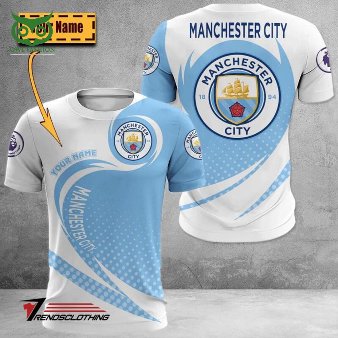 Custom Name Number Premier League Manchester City 2023 3D Shirt