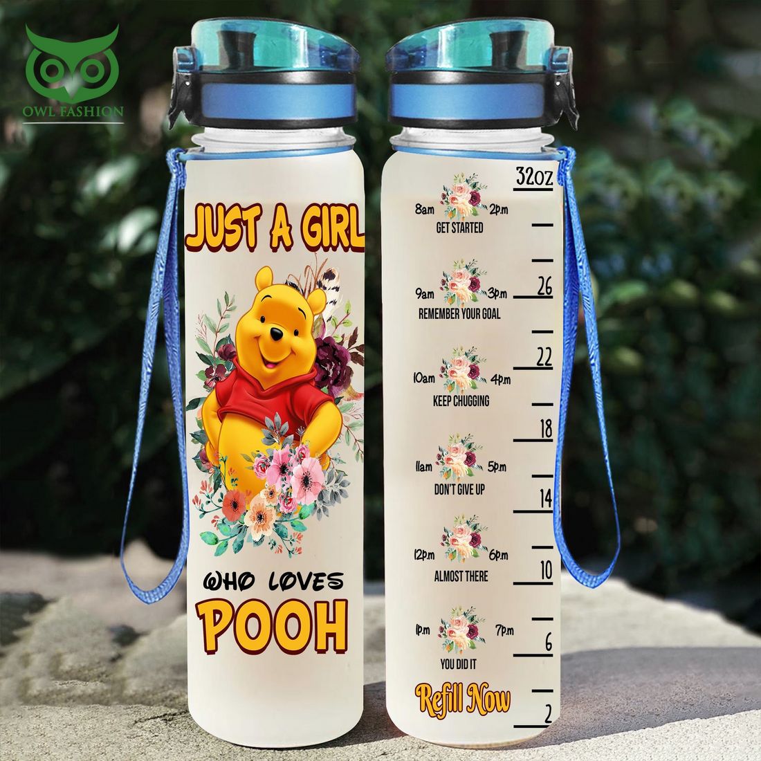 Custom Text Winnie The Pooh Girl Loves Pooh Water Tracker Bottle Mesmerising