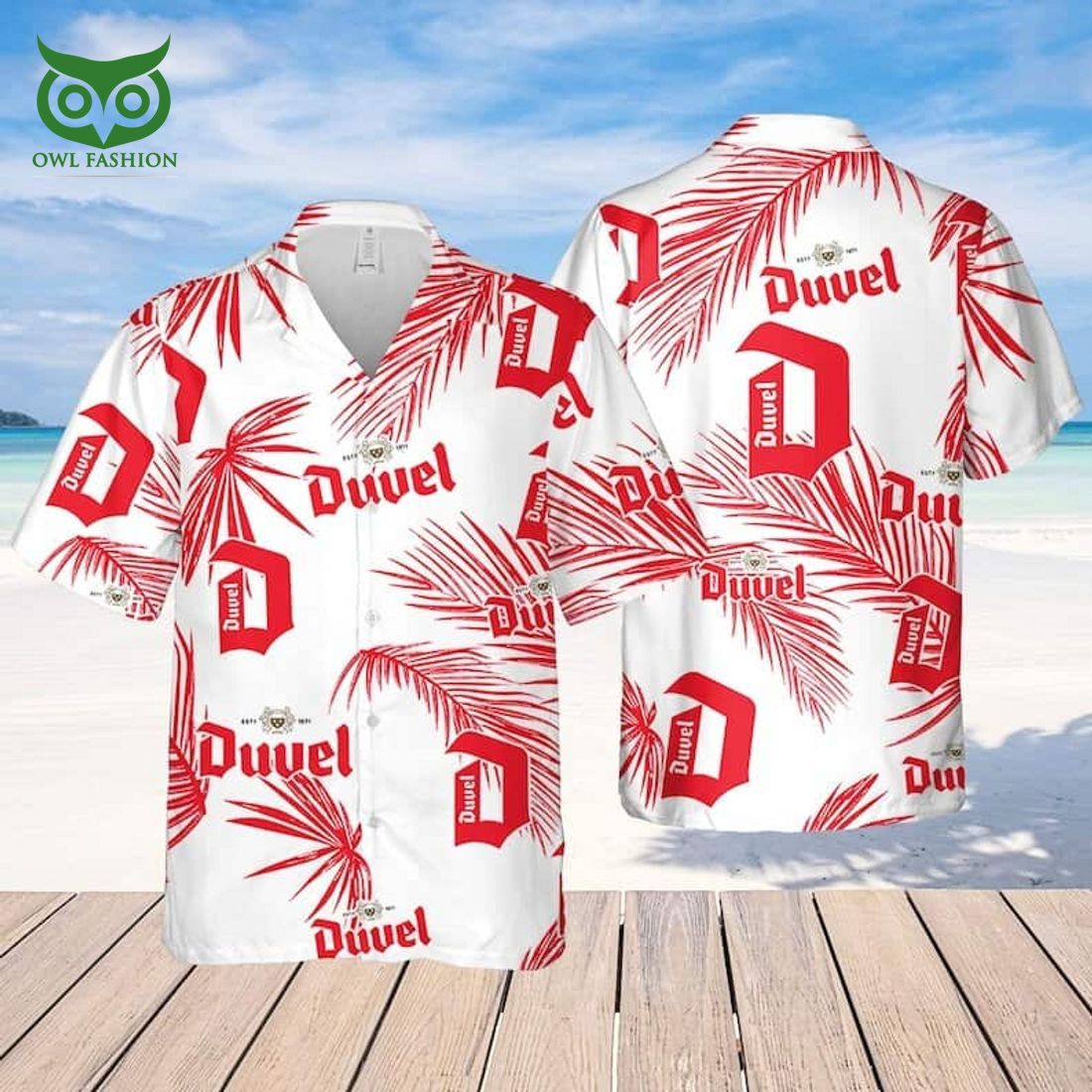 duvel beer palm leaves pattern hawaiian shirt beach gift for friend 1 LIPn3
