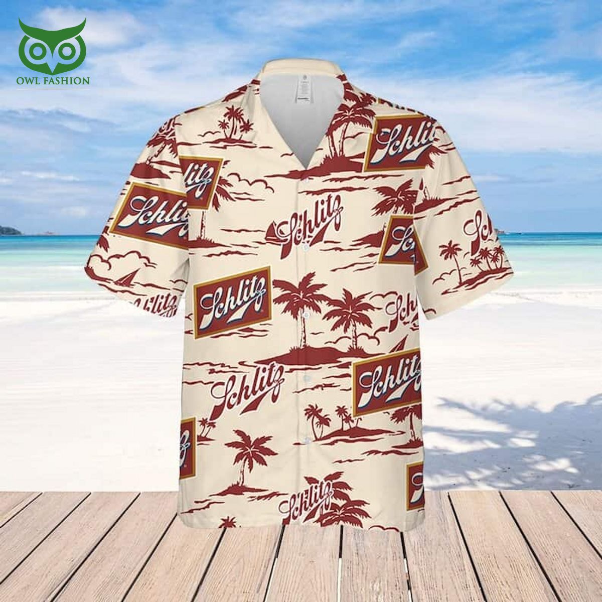 Fireball Hawaiian Sea Island Pattern Shirt, Beer Summer Party Hawaiian Shirt,  Schlitz Beer Shirt - Trendy Aloha