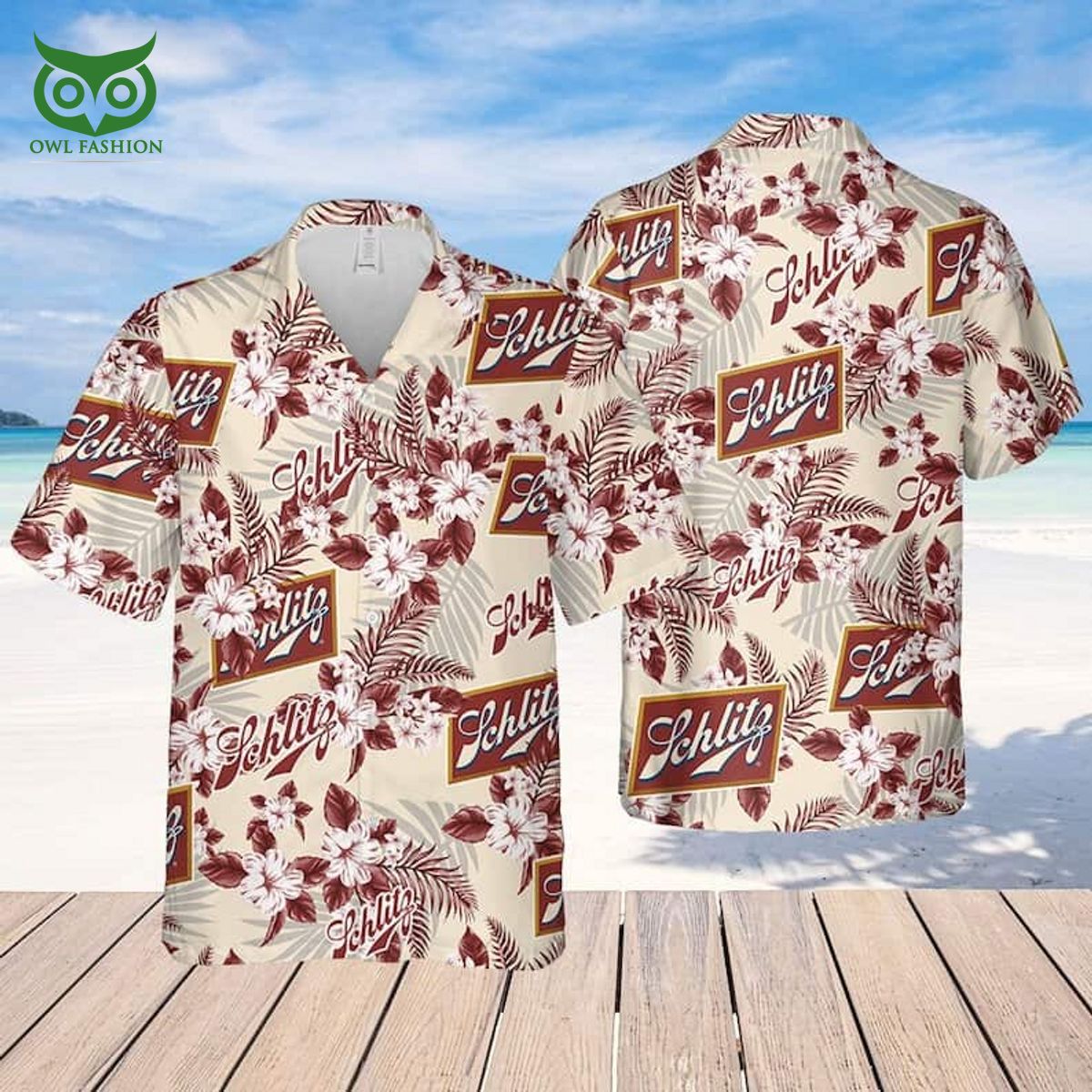 schlitz beer flower pattern hawaiian shirt 1 uPtyU
