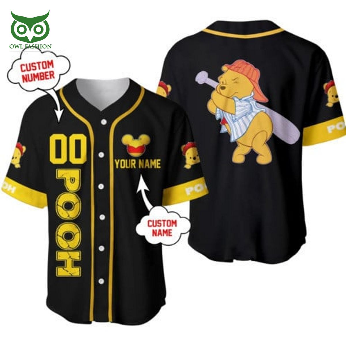 Winnie The Pooh Black Personalized Baseball Jersey Shirt Ah! It is marvellous