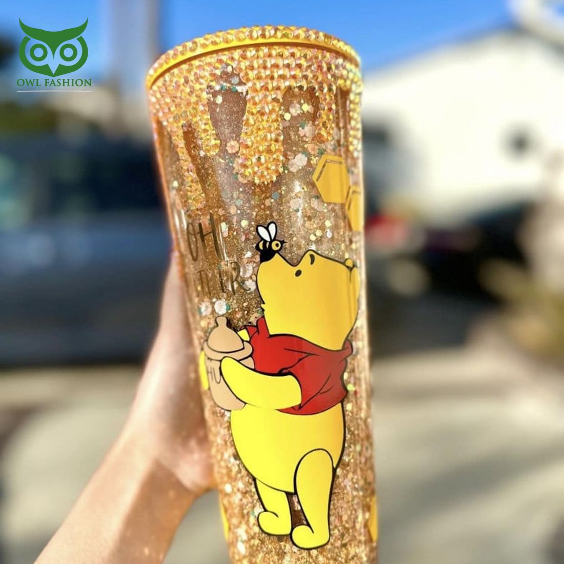 Winnie The Pooh Yellow Diamond Tumbler Cup I like your dress, it is amazing
