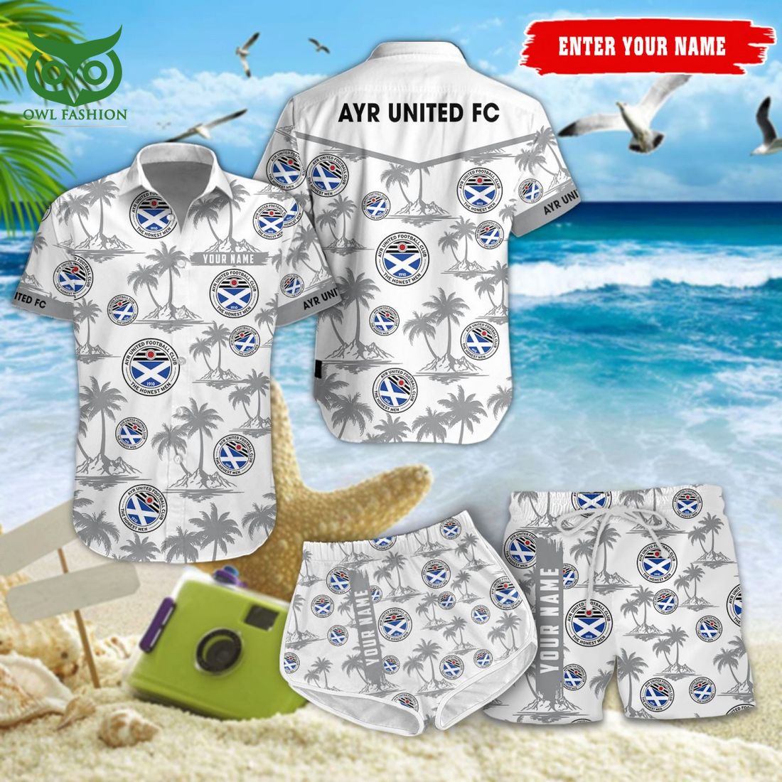 Ayr United F.C. SPFL Coconut Hawaiian Shirt Shorts Beauty queen