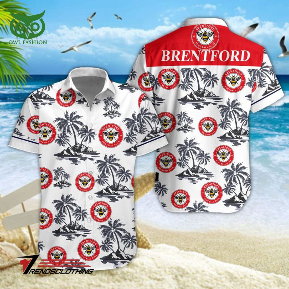 Brentford FC Premier League White Hawaiian Shirt You look handsome bro