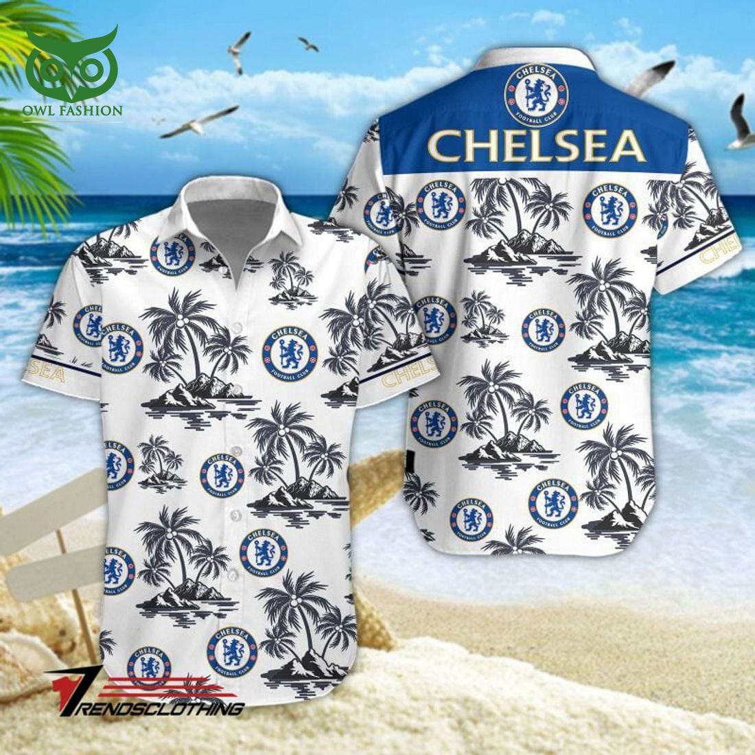 Chelsea F.C. Premier League White Hawaiian Shirt