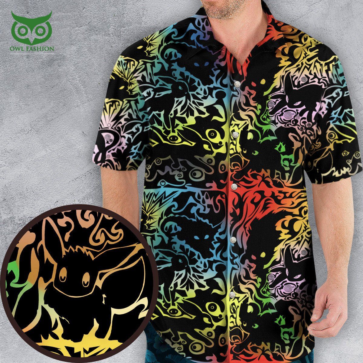 Eevee Pokemon Black New Design 2023 Hawaiian Shirt You look elegant man