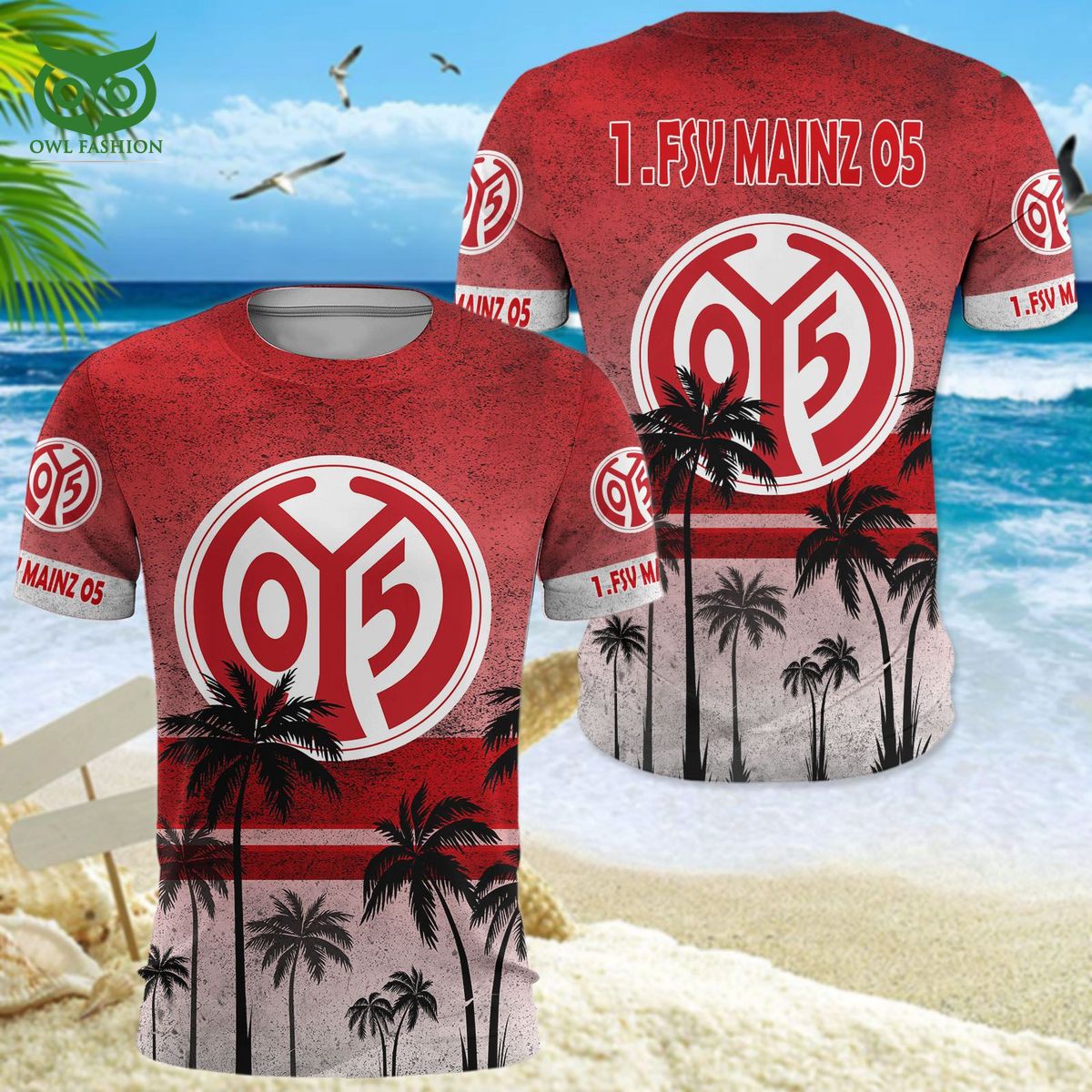 Bundesliga Fans 1 FSV Mainz 05 Logo Hawaiian Shirt And Short Men