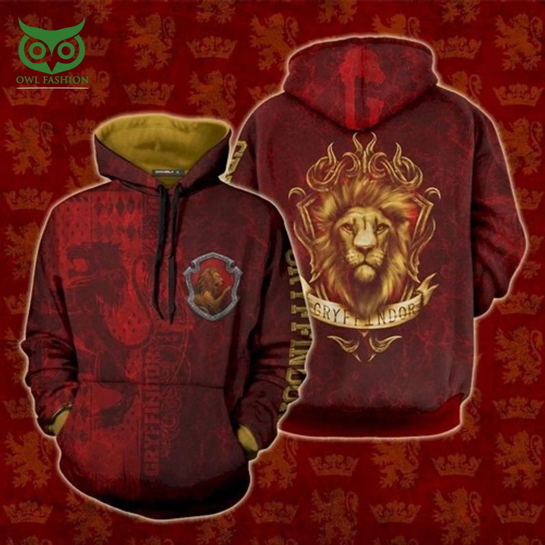 Harry Potter Gryffindor Lion Red 3D Hoodie Nice bread, I like it