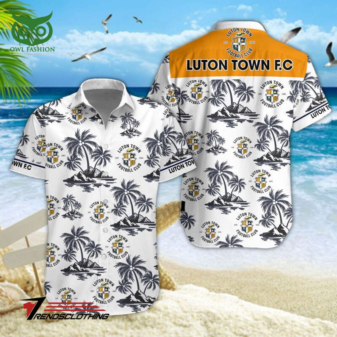Luton Town F.C Premier League White Hawaiian Shirt Unique and sober