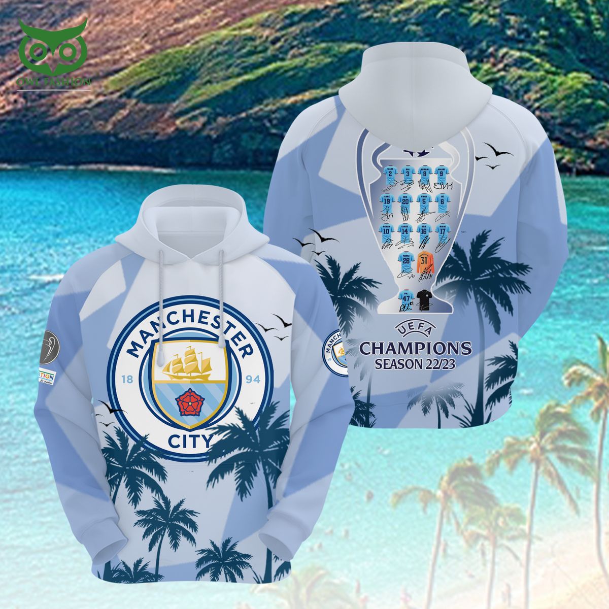 Manchester City Champions Beach Vibe 3D Hawaiian Tshirt Stand easy bro
