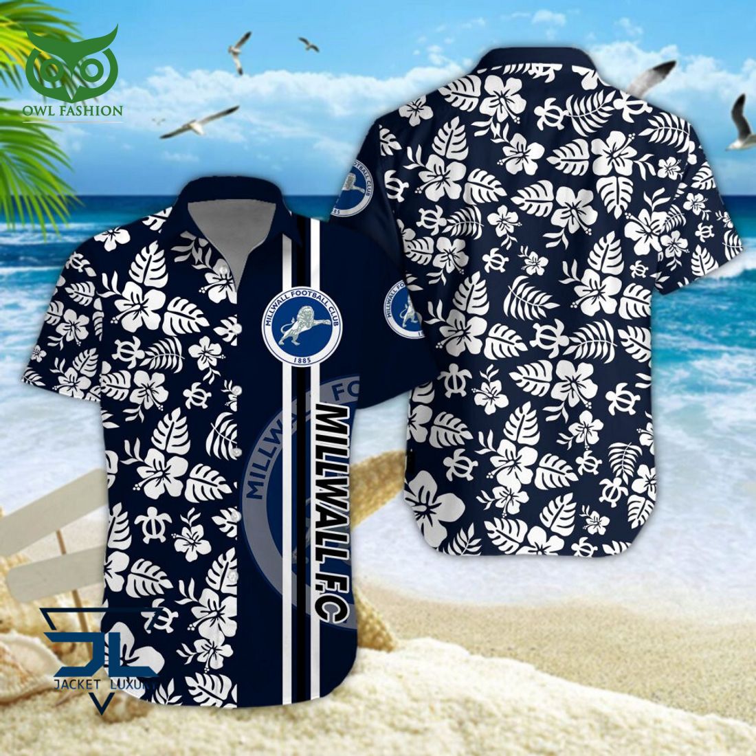 Millwall F.C EFL Championship Hawaiian Shirt T shirt Rocking picture