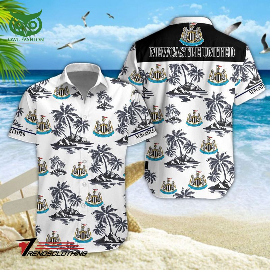 Newcastle United F.C Premier League White Hawaiian Shirt Natural and awesome