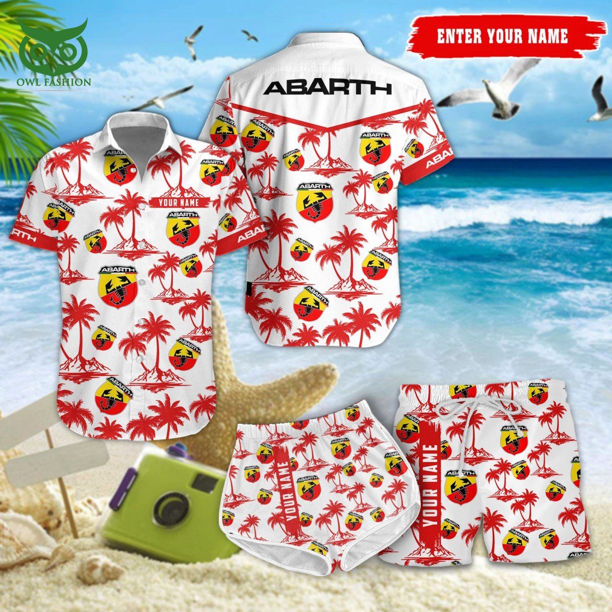 Trending Abarth Brand Personalized Hawaiian Shirt Shorts Cuteness overloaded