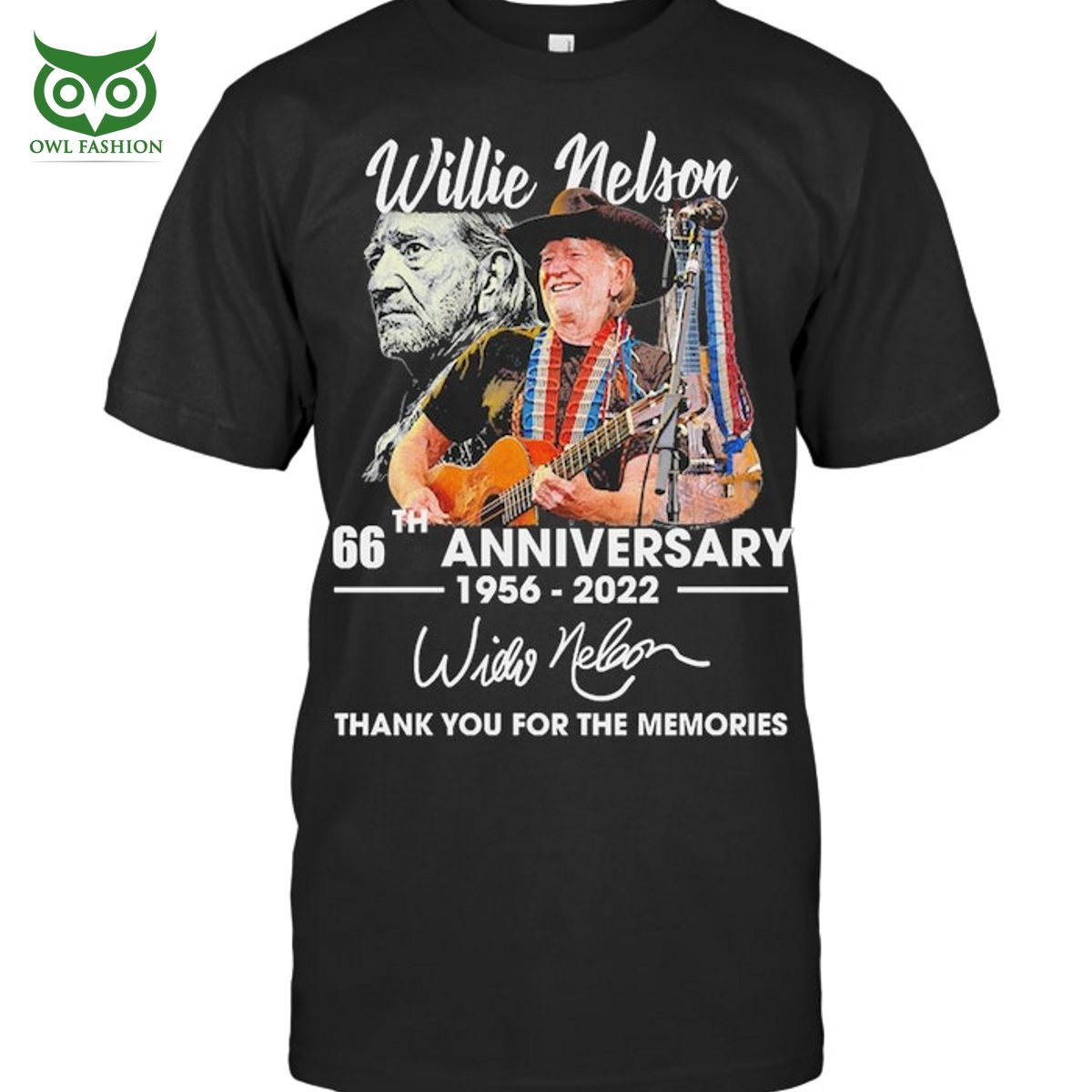 Willie Nelson Legend Singer 66th Anniversary Memories 2D shirt Amazing Pic