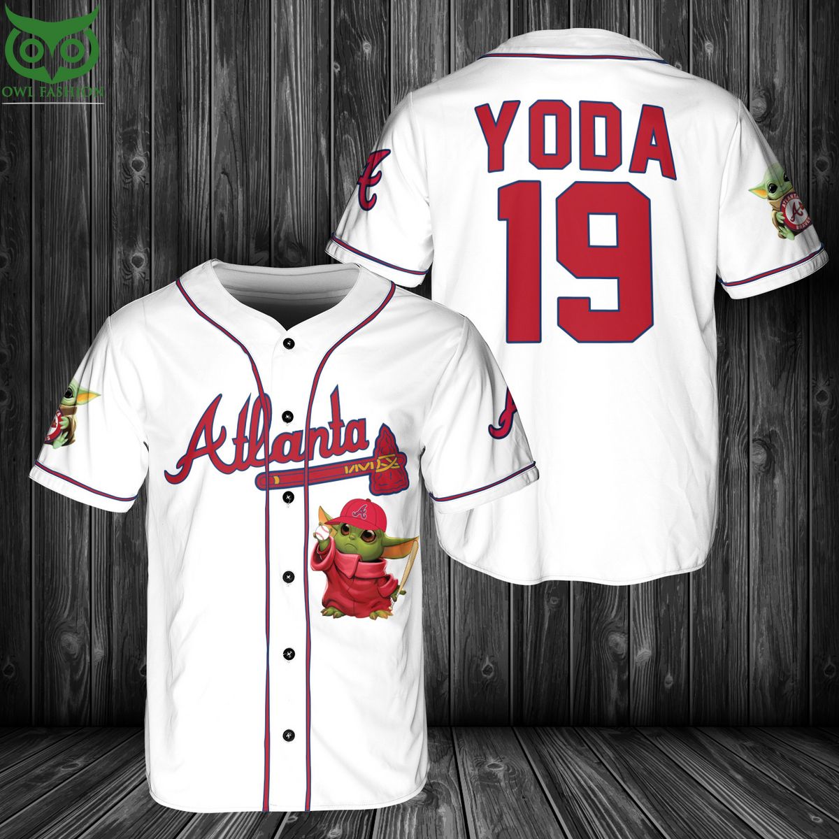 Baby Yoda Cute BRAVES Baseball Jersey Shirt Awesome Pic guys