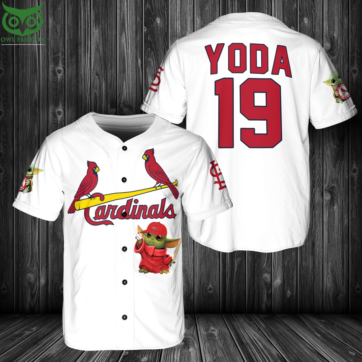 Baby Yoda Cute Cardinals Baseball Jersey Shirt Eye soothing picture dear