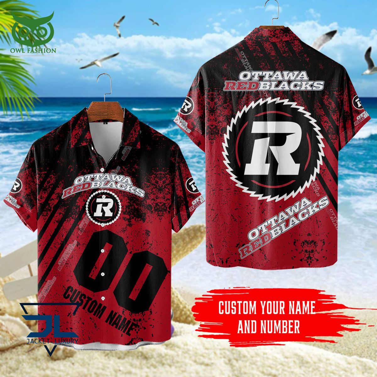 CFL Ottawa Redblacks Customized 3D Polo Tshirt Hawaiian Shirt Cutting dash
