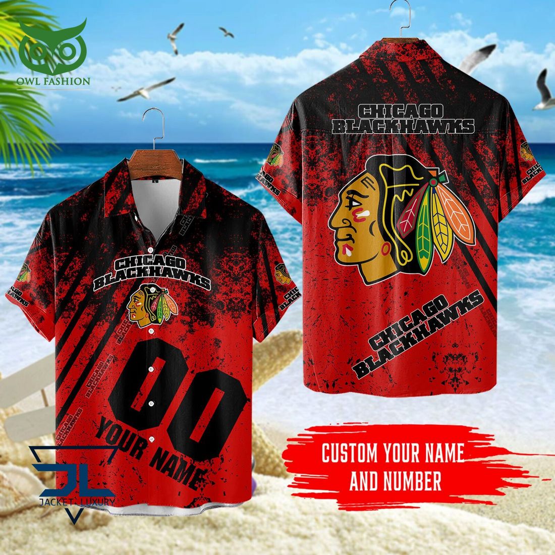 Custom Name Number Chicago Blackhawks NHL Hawaiian Shirt