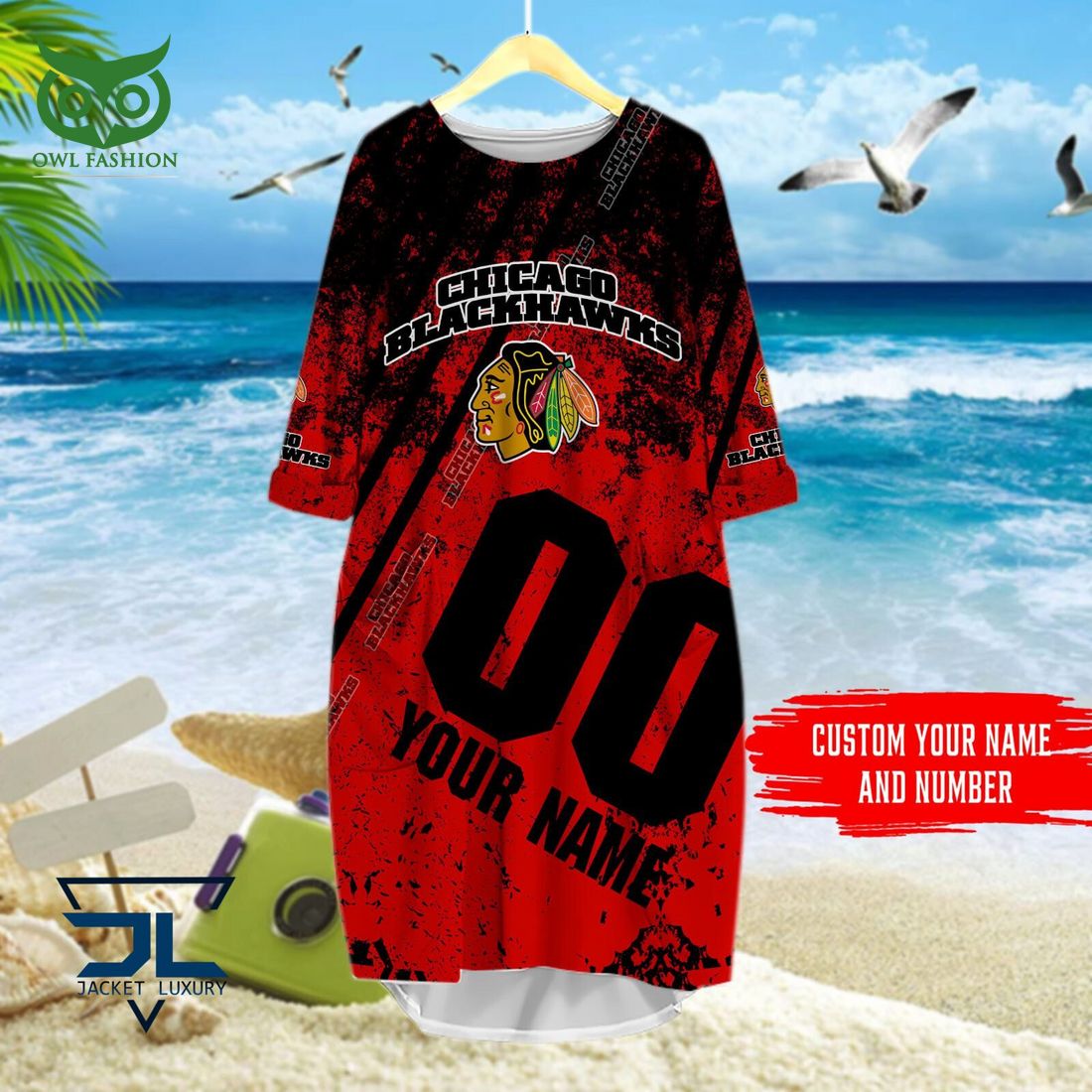 Custom Name Number Chicago Blackhawks NHL Hawaiian Shirt Cutting dash