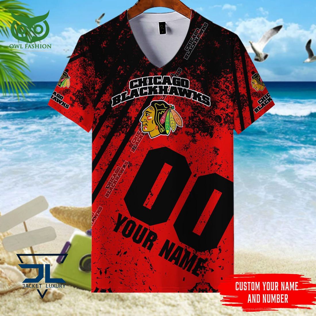 Custom Name Number Chicago Blackhawks NHL Hawaiian Shirt Nice shot bro
