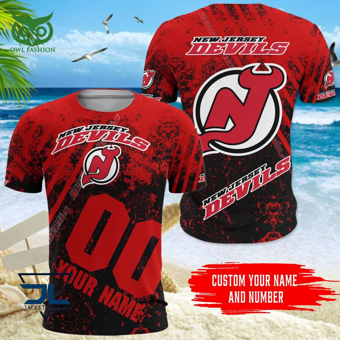 Custom Name Number New Jersey Devils NHL Hawaiian Shirt Unique and sober