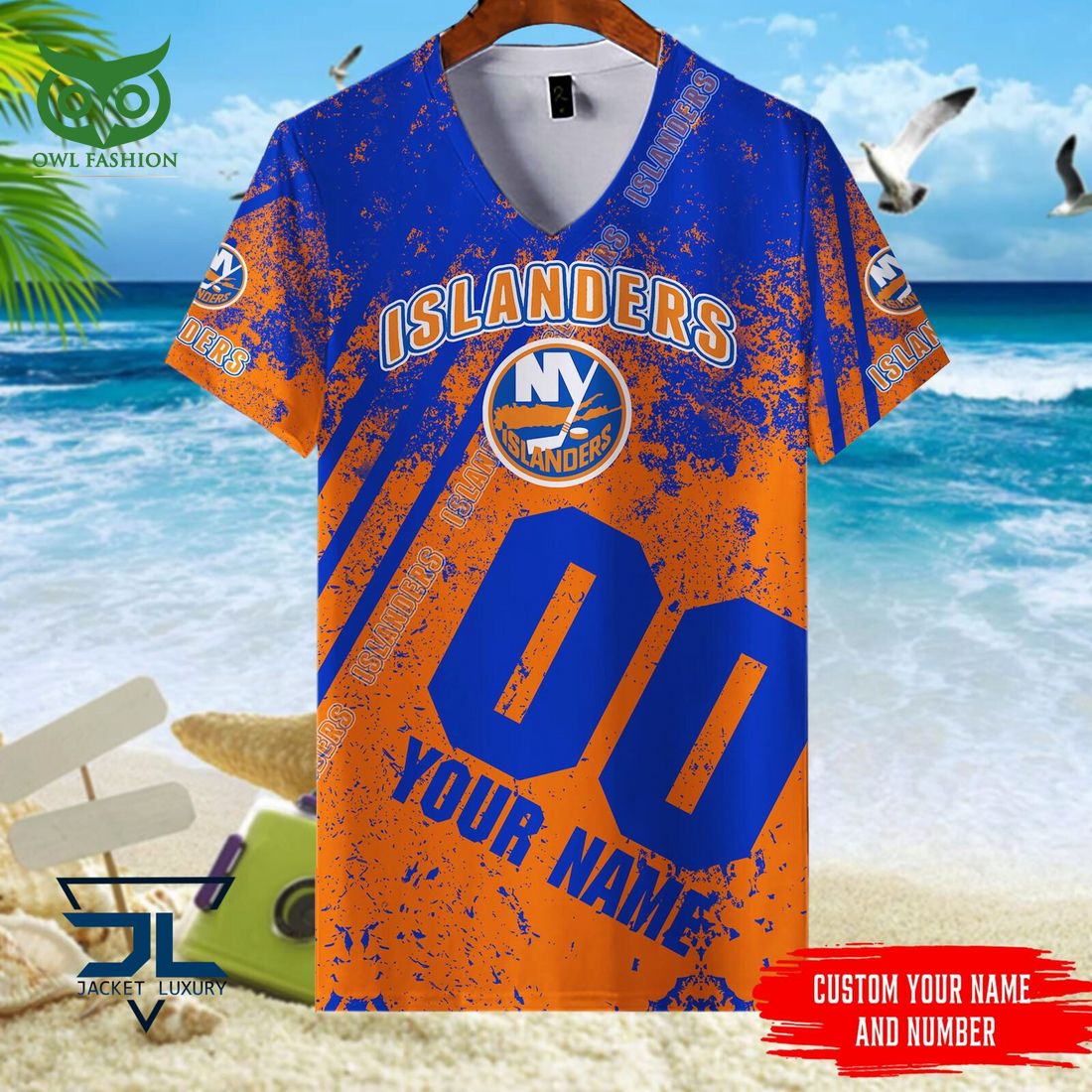 Custom Name Number New York Islanders NHL Hawaiian Shirt You look lazy