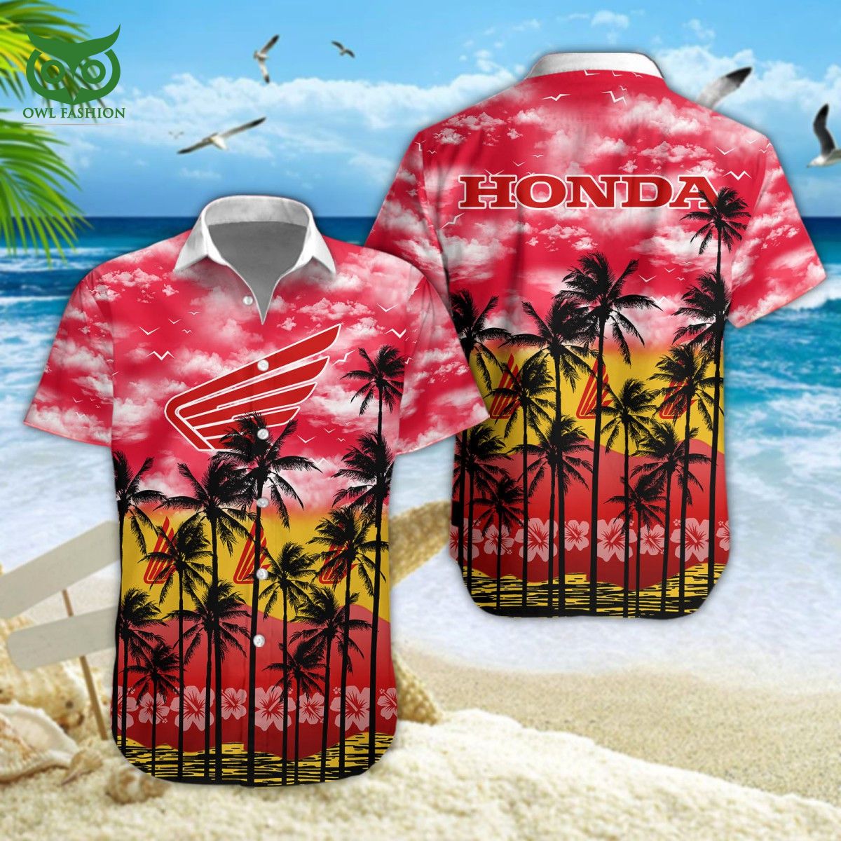 Honda Motorcycle Car Brand Premium Hawaiian Shirt Short Cuteness overloaded