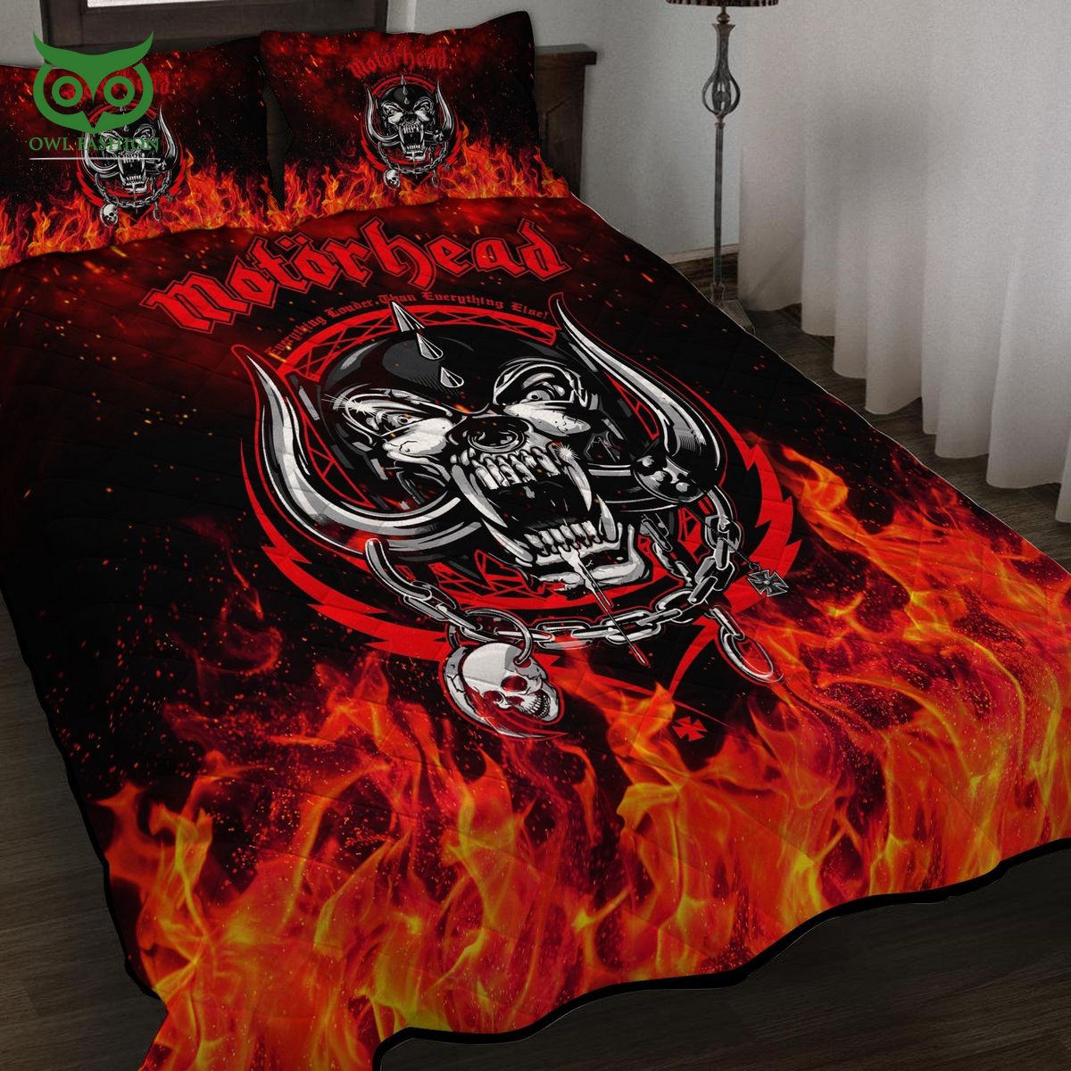 Motorhead Inferno Fire Quilt Bed Set Best couple on earth