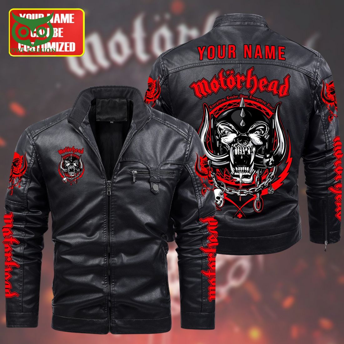 Personalized Motorhead Fleece Leather Jacket