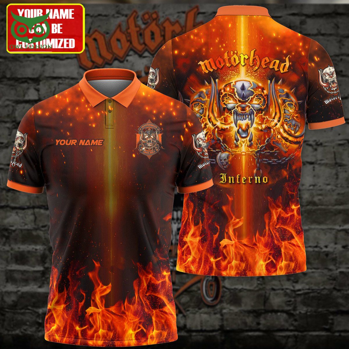 Personalized Motorhead Inferno Fire 3D Shirt Polo Good one dear