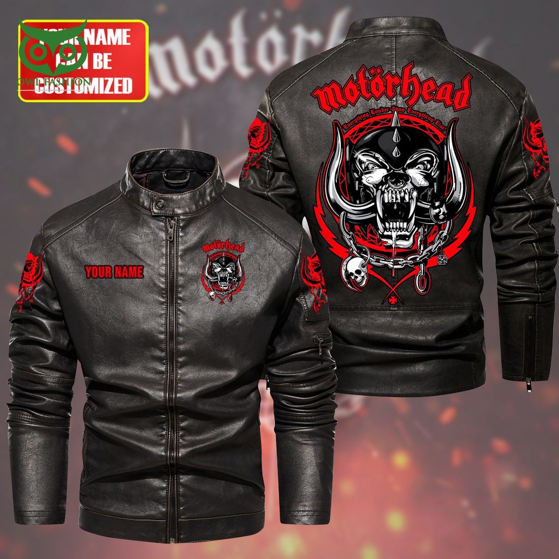 Personaziled Motorhead Collar Leather Jacket